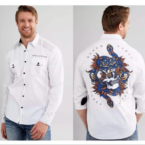 Affliction Other - Affliction Men's Button Down Shirt Wayward Embroidered Biker